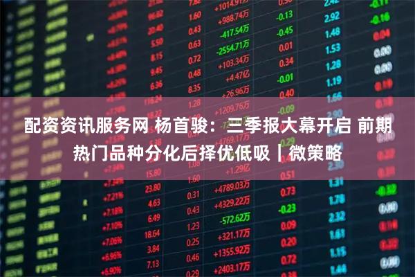 配资资讯服务网 杨首骏：三季报大幕开启 前期热门品种分化后择优低吸｜微策略